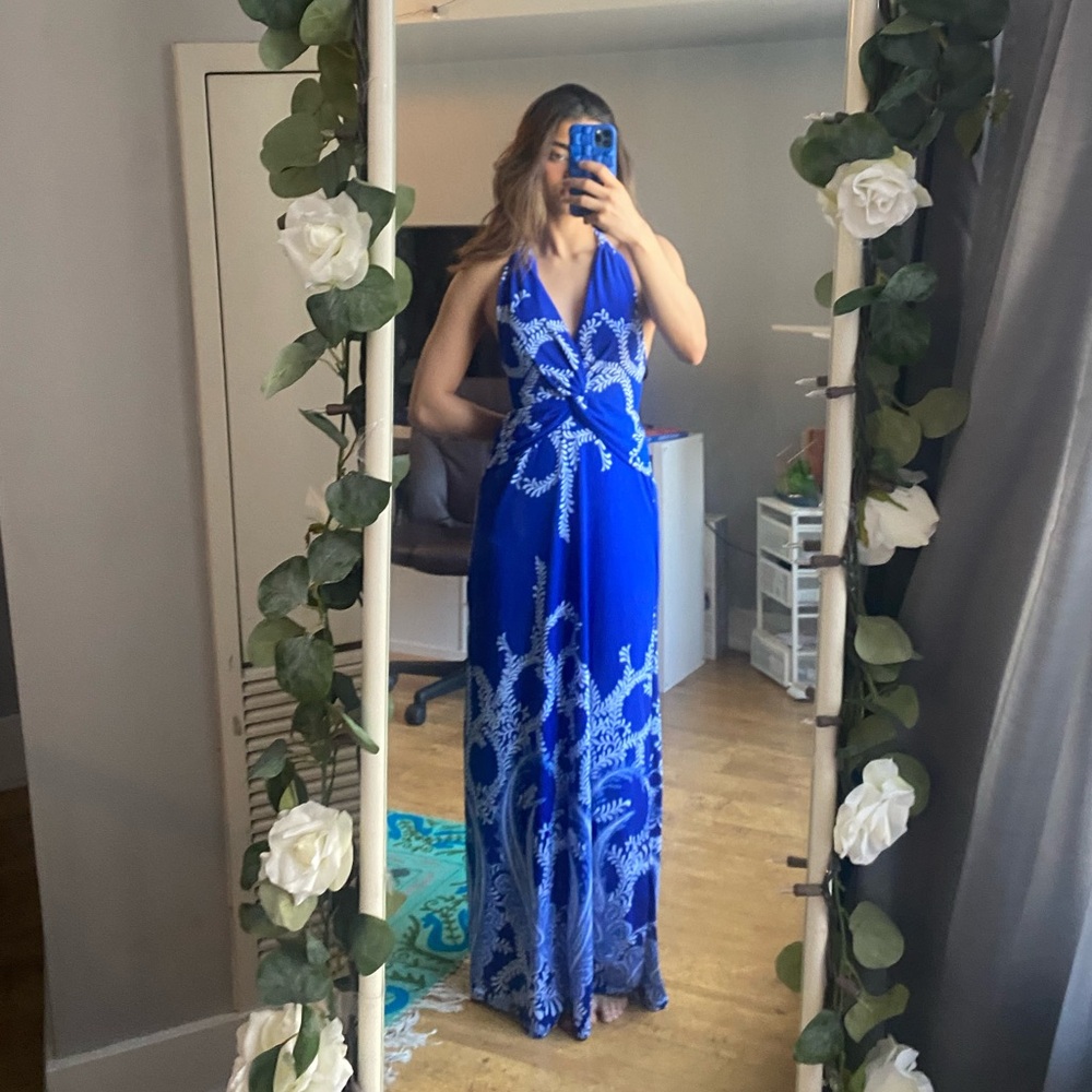 Elegant Blue halter Maxi Dress